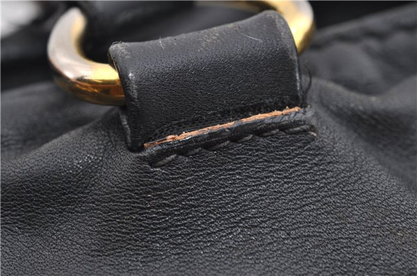 Authentic PRADA Vintage Leather 2Way Shoulder Tote Bag Black 1654E