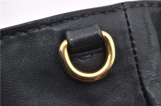 Authentic PRADA Vintage Leather 2Way Shoulder Tote Bag Black 1654E
