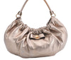 Authentic Salvatore Ferragamo Vara Ribbon Shoulder Hand Bag Leather Gold 1657E