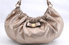 Authentic Salvatore Ferragamo Vara Ribbon Shoulder Hand Bag Leather Gold 1657E