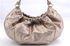Authentic Salvatore Ferragamo Vara Ribbon Shoulder Hand Bag Leather Gold 1657E