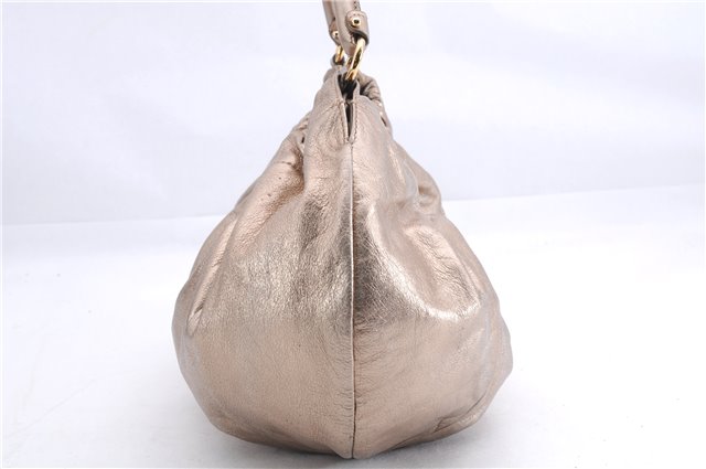 Authentic Salvatore Ferragamo Vara Ribbon Shoulder Hand Bag Leather Gold 1657E