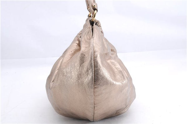Authentic Salvatore Ferragamo Vara Ribbon Shoulder Hand Bag Leather Gold 1657E