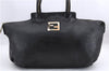 Authentic FENDI Vintage Shoulder Tote Bag Leather Black 1658E