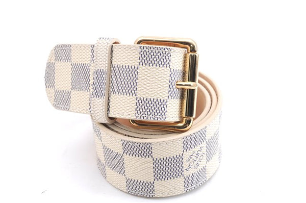 Authentic Louis Vuitton Damier Azur Ceinture Pochette Solo M9835 Waist Bag 1659E