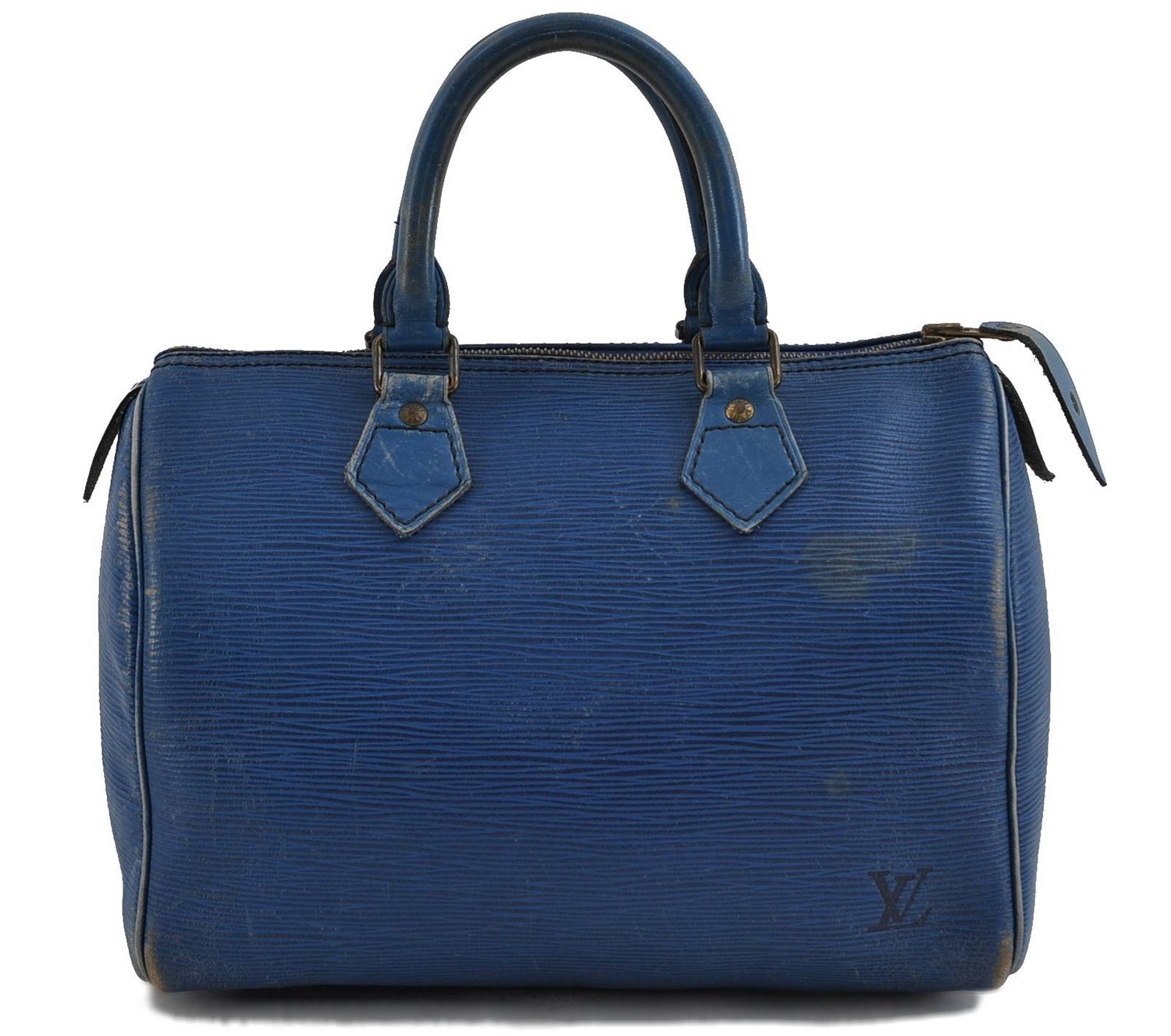 Authentic Louis Vuitton Epi Speedy 25 Hand Bag Purse Blue M43015 LV 1661D