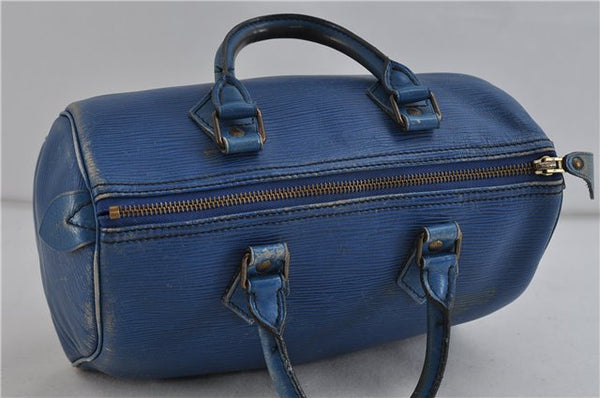 Authentic Louis Vuitton Epi Speedy 25 Hand Bag Purse Blue M43015 LV 1661D