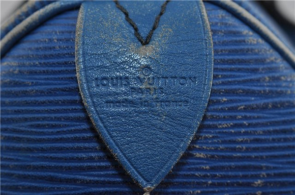 Authentic Louis Vuitton Epi Speedy 25 Hand Bag Purse Blue M43015 LV 1661D