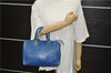 Authentic Louis Vuitton Epi Speedy 25 Hand Bag Purse Blue M43015 LV 1661D