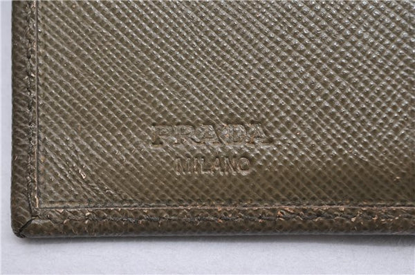 Authentic PRADA Vintage Saffiano Leather Trifold Wallet Purse Khaki Green 1662G