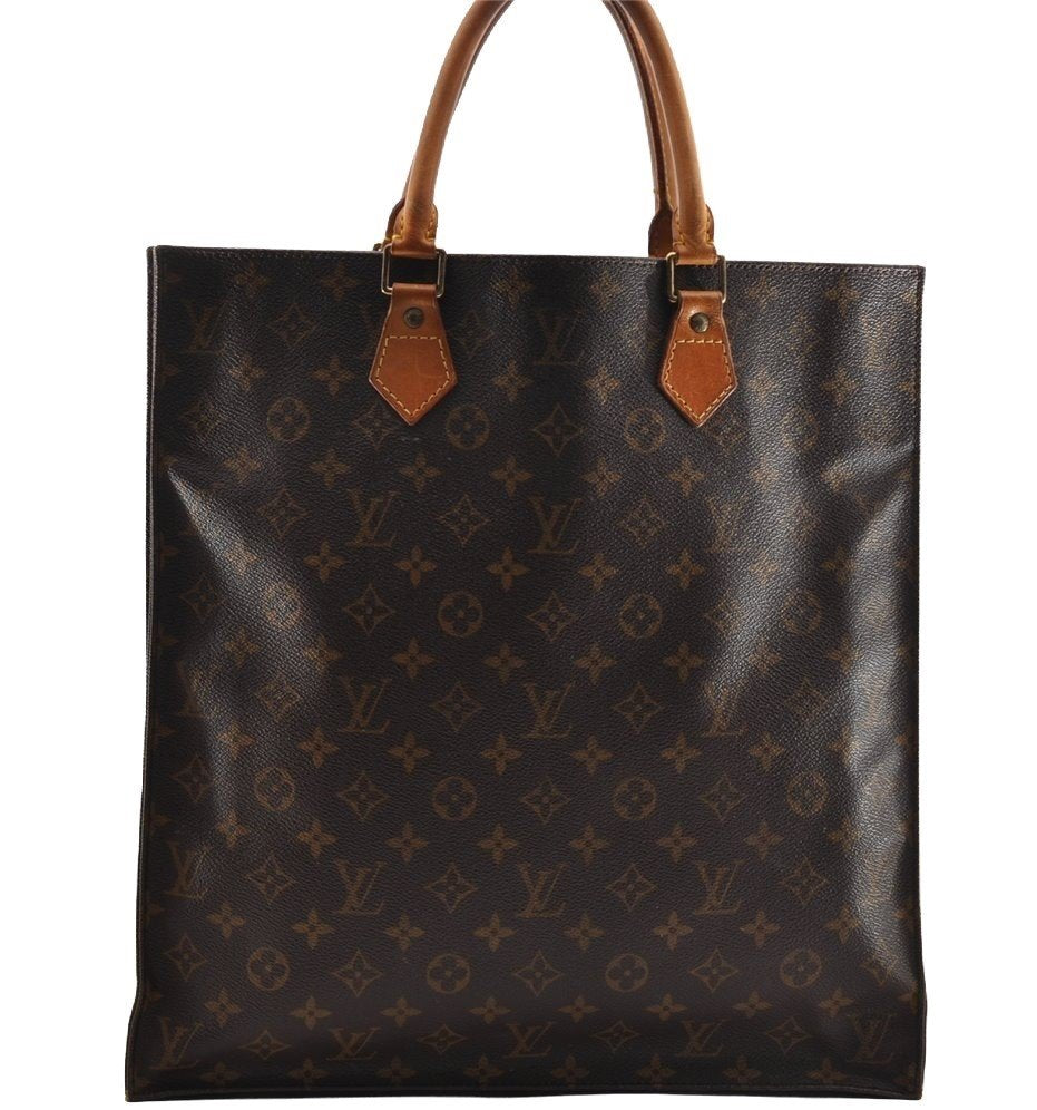 Authentic Louis Vuitton Monogram Sac Plat Hand Tote Bag M51140 LV Junk 1665I