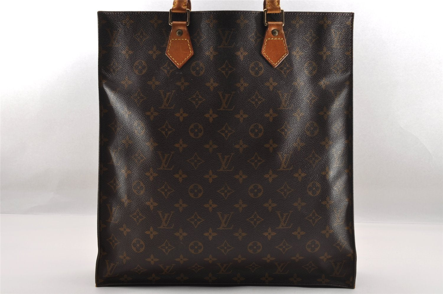 Authentic Louis Vuitton Monogram Sac Plat Hand Tote Bag M51140 LV Junk 1665I