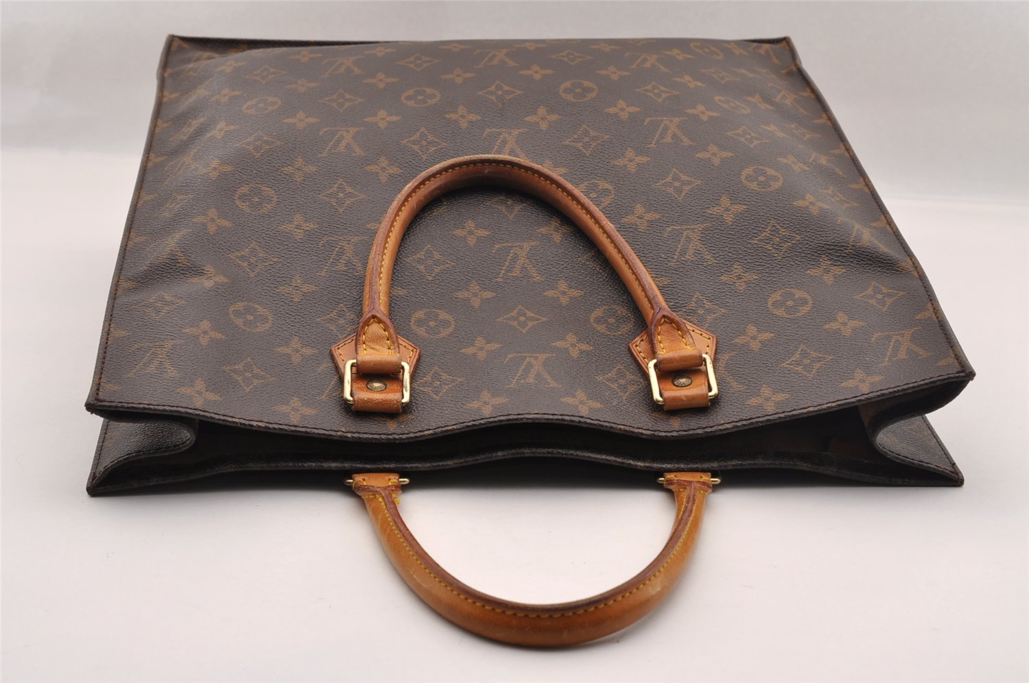 Authentic Louis Vuitton Monogram Sac Plat Hand Tote Bag M51140 LV Junk 1665I