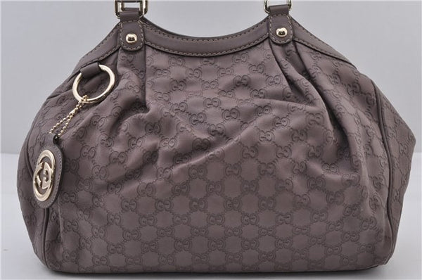 Authentic GUCCI Guccissima Sukey Tote Bag GG Leather 211944 Purple 1666F