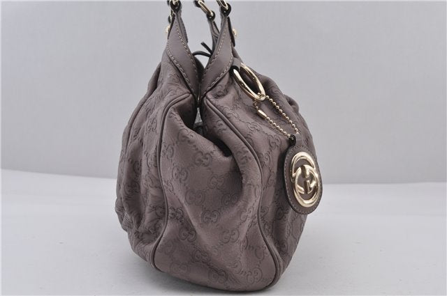 Authentic GUCCI Guccissima Sukey Tote Bag GG Leather 211944 Purple 1666F