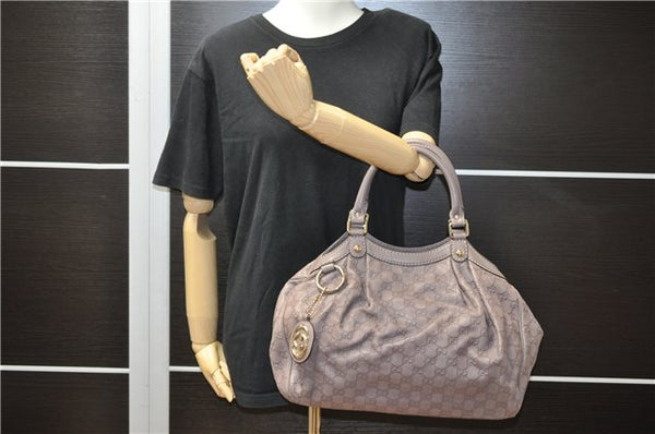Authentic GUCCI Guccissima Sukey Tote Bag GG Leather 211944 Purple 1666F
