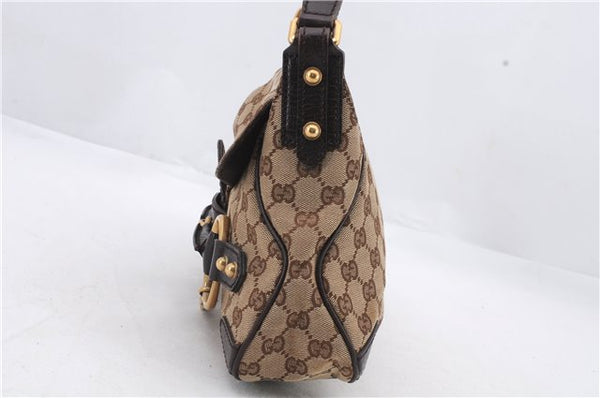 Authentic GUCCI Horsebit Shoulder Hand Bag GG Canvas Leather 114915 Brown 1671D