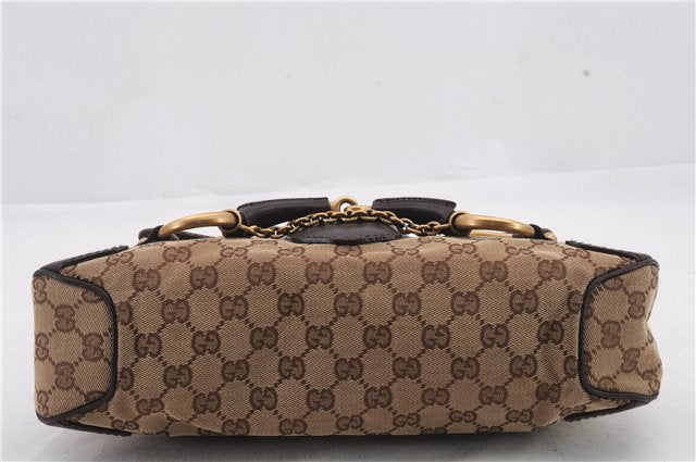 Authentic GUCCI Horsebit Shoulder Hand Bag GG Canvas Leather 114915 Brown 1671D