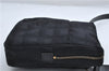 Authentic CHANEL New Travel Line Shoulder Cross Bag Nylon Leather Black 1673E