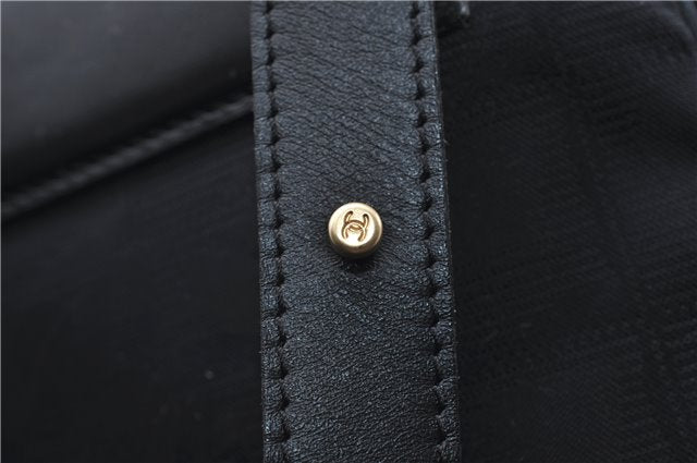 Authentic CHANEL New Travel Line Shoulder Cross Bag Nylon Leather Black 1673E