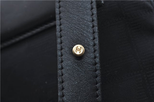 Authentic CHANEL New Travel Line Shoulder Cross Bag Nylon Leather Black 1673E