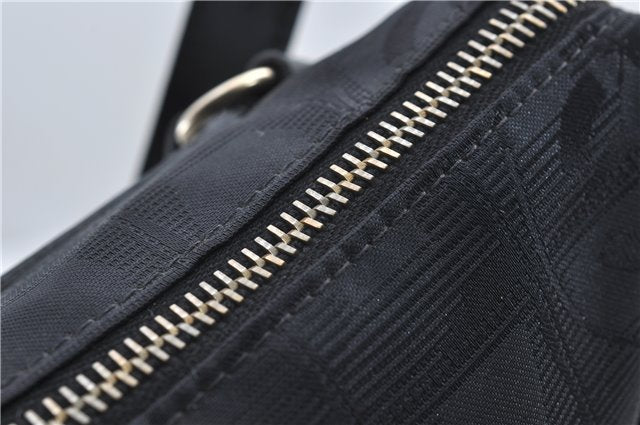 Authentic CHANEL New Travel Line Shoulder Cross Bag Nylon Leather Black 1673E