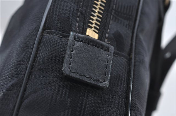 Authentic CHANEL New Travel Line Shoulder Cross Bag Nylon Leather Black 1673E