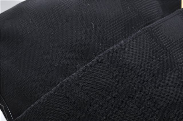 Authentic CHANEL New Travel Line Shoulder Cross Bag Nylon Leather Black 1673E