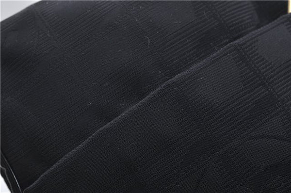 Authentic CHANEL New Travel Line Shoulder Cross Bag Nylon Leather Black 1673E