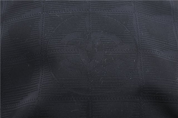 Authentic CHANEL New Travel Line Shoulder Cross Bag Nylon Leather Black 1673E
