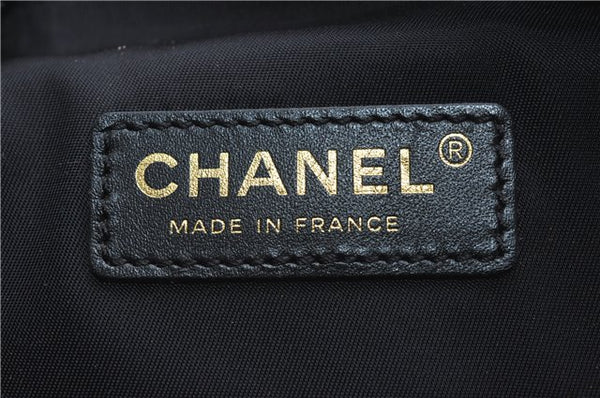 Authentic CHANEL New Travel Line Shoulder Cross Bag Nylon Leather Black 1673E