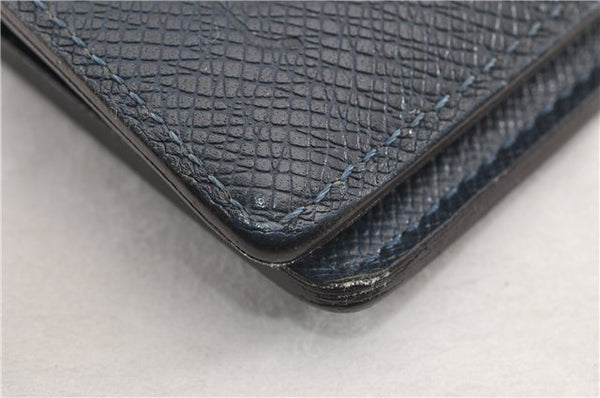 Auth Louis Vuitton Taiga Portefeuille Brazza Long Wallet Navy M30502 LV 1673G