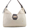 Authentic FENDI Mamma Baguette Shoulder Hand Bag Canvas Leather Ivory 1674D