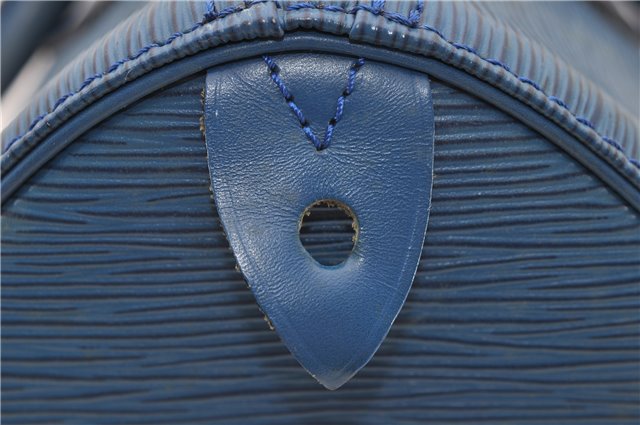 Authentic Louis Vuitton Epi Speedy 30 Hand Bag Purse Blue M43005 LV 1678D