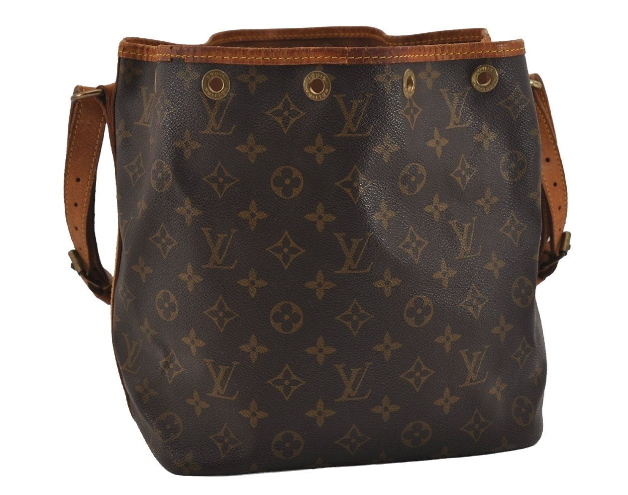 Authentic Louis Vuitton Monogram Petit Noe M42226 Shoulder Drawstring Bag 1678I
