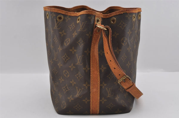 Authentic Louis Vuitton Monogram Petit Noe M42226 Shoulder Drawstring Bag 1678I
