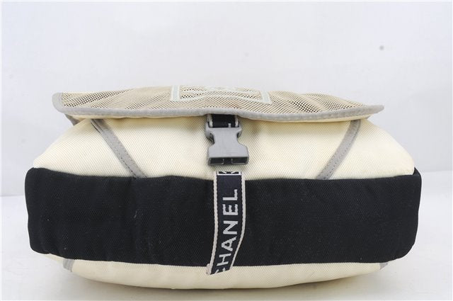 Authentic CHANEL Sports Line CoCo Mark Shoulder Cross Body Bag Nylon Ivory 1680D