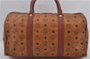 Authentic MCM Visetos Leather Vintage 2Way Shoulder Boston Bag Brown 1681E