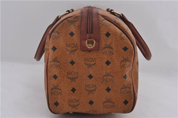 Authentic MCM Visetos Leather Vintage 2Way Shoulder Boston Bag Brown 1681E