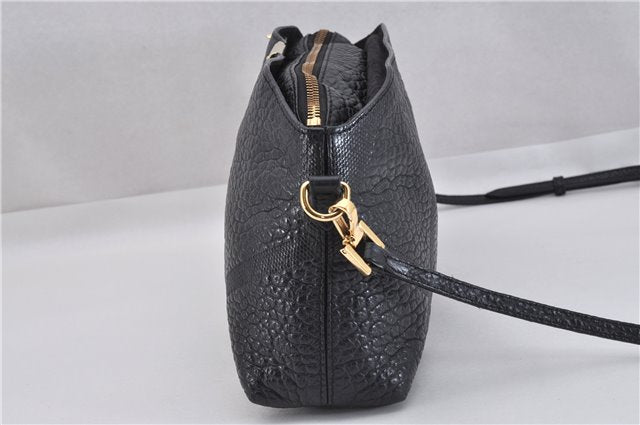Authentic BURBERRY Vintage Leather Shoulder Cross Body Bag Purse Black 1682F