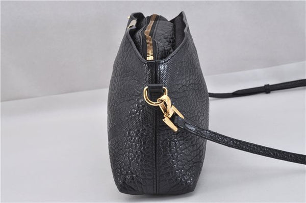 Authentic BURBERRY Vintage Leather Shoulder Cross Body Bag Purse Black 1682F