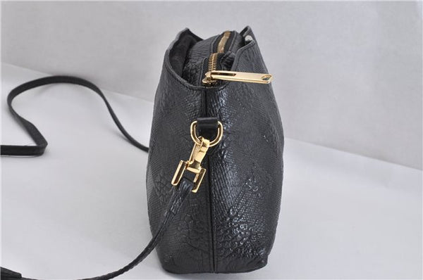Authentic BURBERRY Vintage Leather Shoulder Cross Body Bag Purse Black 1682F