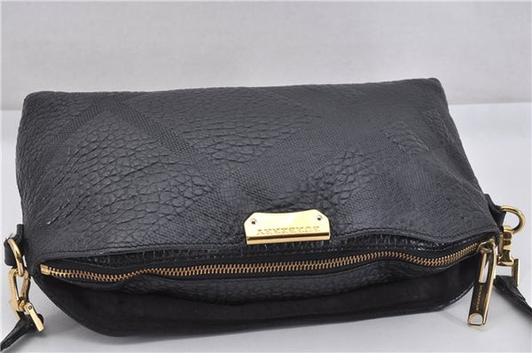 Authentic BURBERRY Vintage Leather Shoulder Cross Body Bag Purse Black 1682F