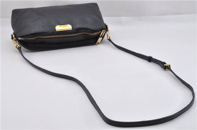 Authentic BURBERRY Vintage Leather Shoulder Cross Body Bag Purse Black 1682F