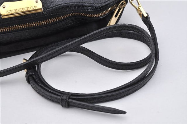 Authentic BURBERRY Vintage Leather Shoulder Cross Body Bag Purse Black 1682F
