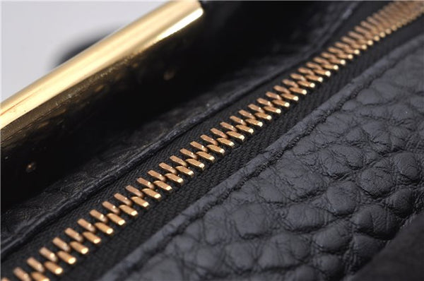 Authentic BURBERRY Vintage Leather Shoulder Cross Body Bag Purse Black 1682F