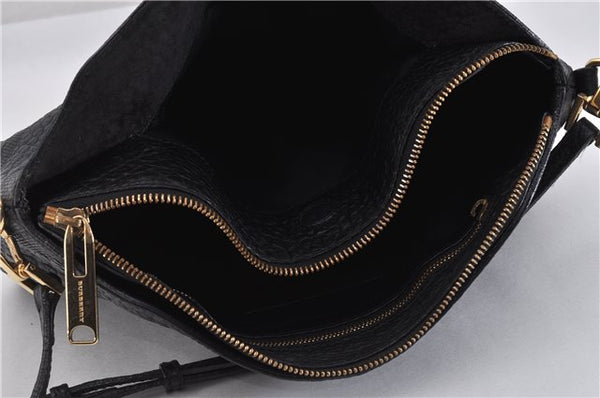 Authentic BURBERRY Vintage Leather Shoulder Cross Body Bag Purse Black 1682F