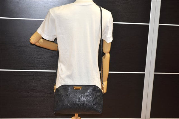 Authentic BURBERRY Vintage Leather Shoulder Cross Body Bag Purse Black 1682F