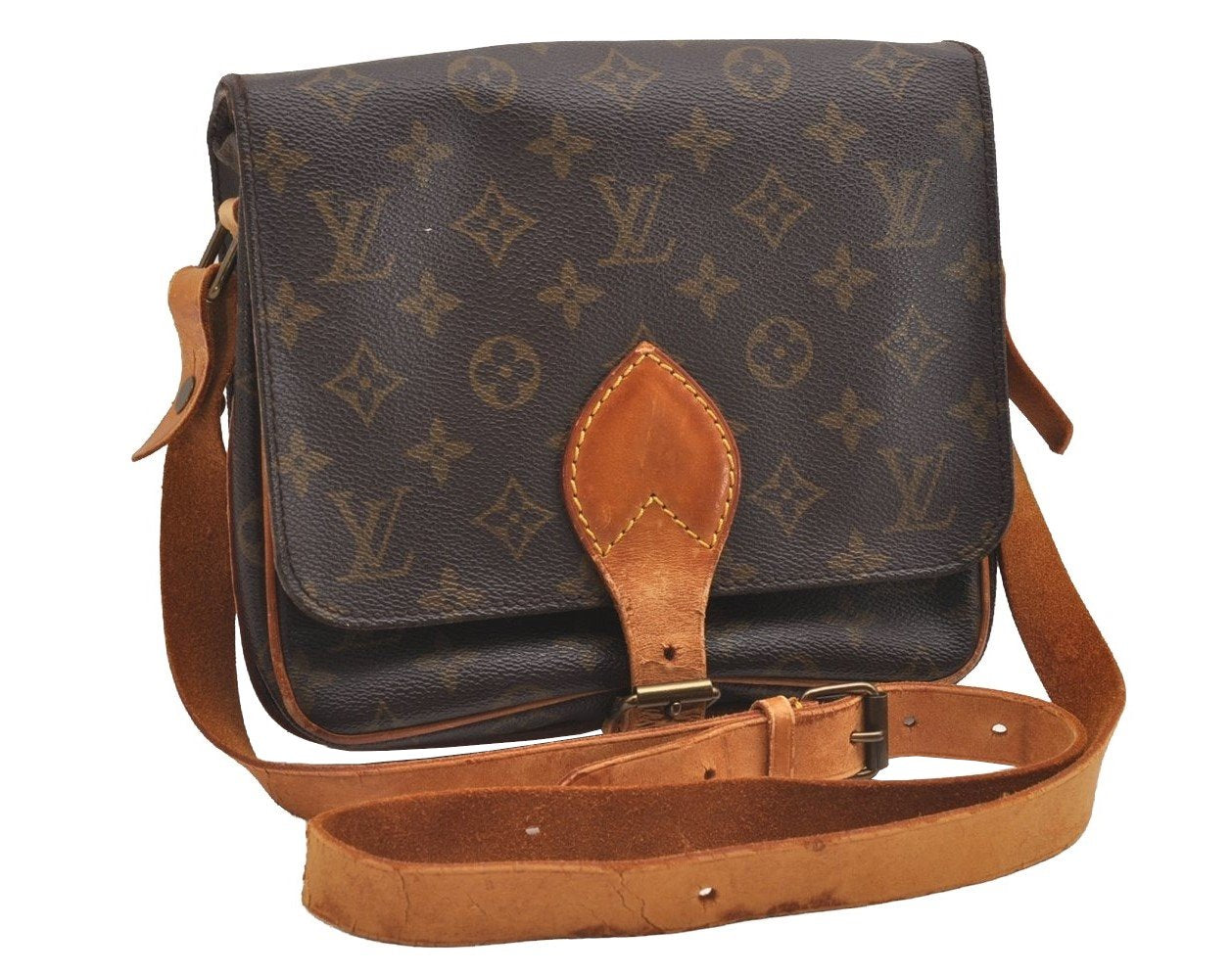 Authentic Louis Vuitton Monogram Cartouchiere MM M51253 Shoulder Cross Bag 1683I