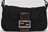 Authentic FENDI Mamma Baguette Shoulder Hand Bag Suede Leather Black 1684D